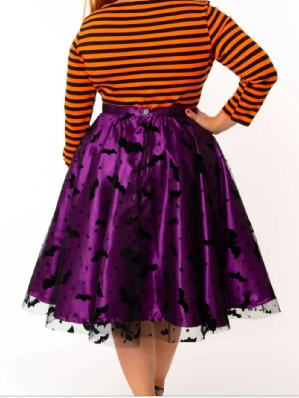Magnolia Place Unique Vintage Purple Velvet Bat Tulle Swing Skirt 2XL